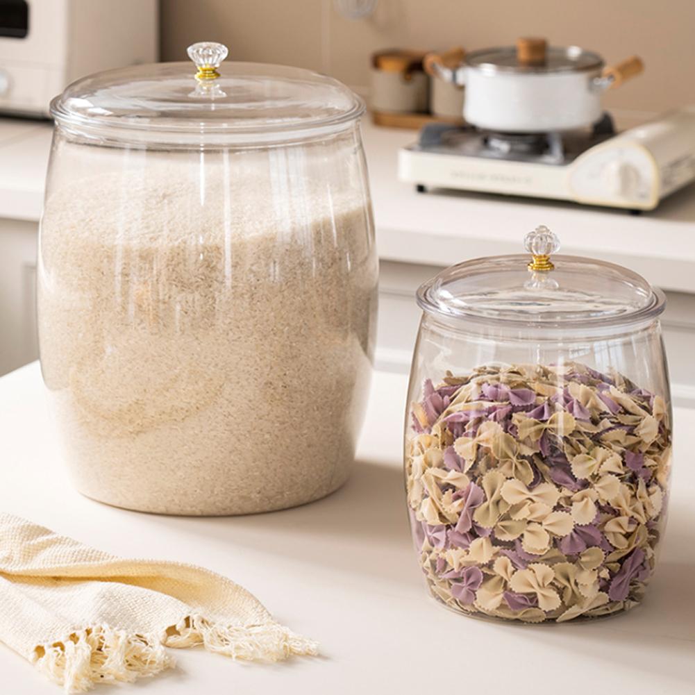 Flour Grains Candy Cookie Plastic Jar Hard And Smooth Pot With Lids Plastic Transparent Storage Box Kitchen Pantry Organizer Bin