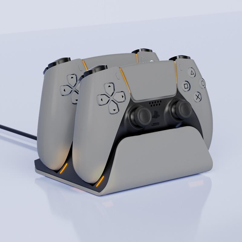 

Быстрая зарядная станция для контроллеров PS5, двойное беспроводное зарядное устройство для геймпадов, зарядная стойка PlayStation 5, аксессуары серый