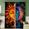 2 Pcs Digital Print Curtains Colorful Sun Moon Pattern Celestial Boho Decor For Living Room Bedroom Apartment Home