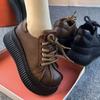 Winter Muffin Thick-soled Big-head Pleated Cotton Boots, New Small Height-increasing and Velvet Warm Casual Cotton Shoes