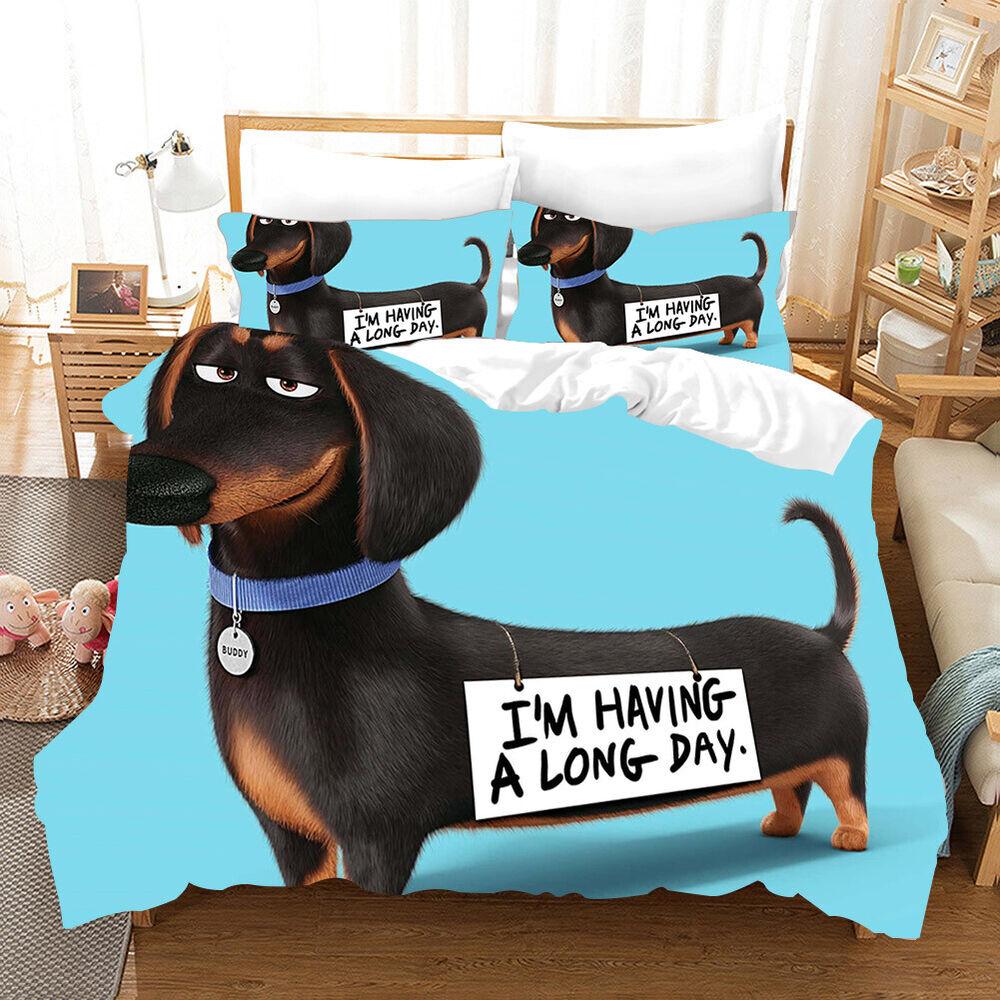 3D Printed Dog Bedding, Animal Down Duvet Cover, Pillowcase 2/3pc, Men's Kid Teens Cover Gift, King Queen Bed, All Sizes