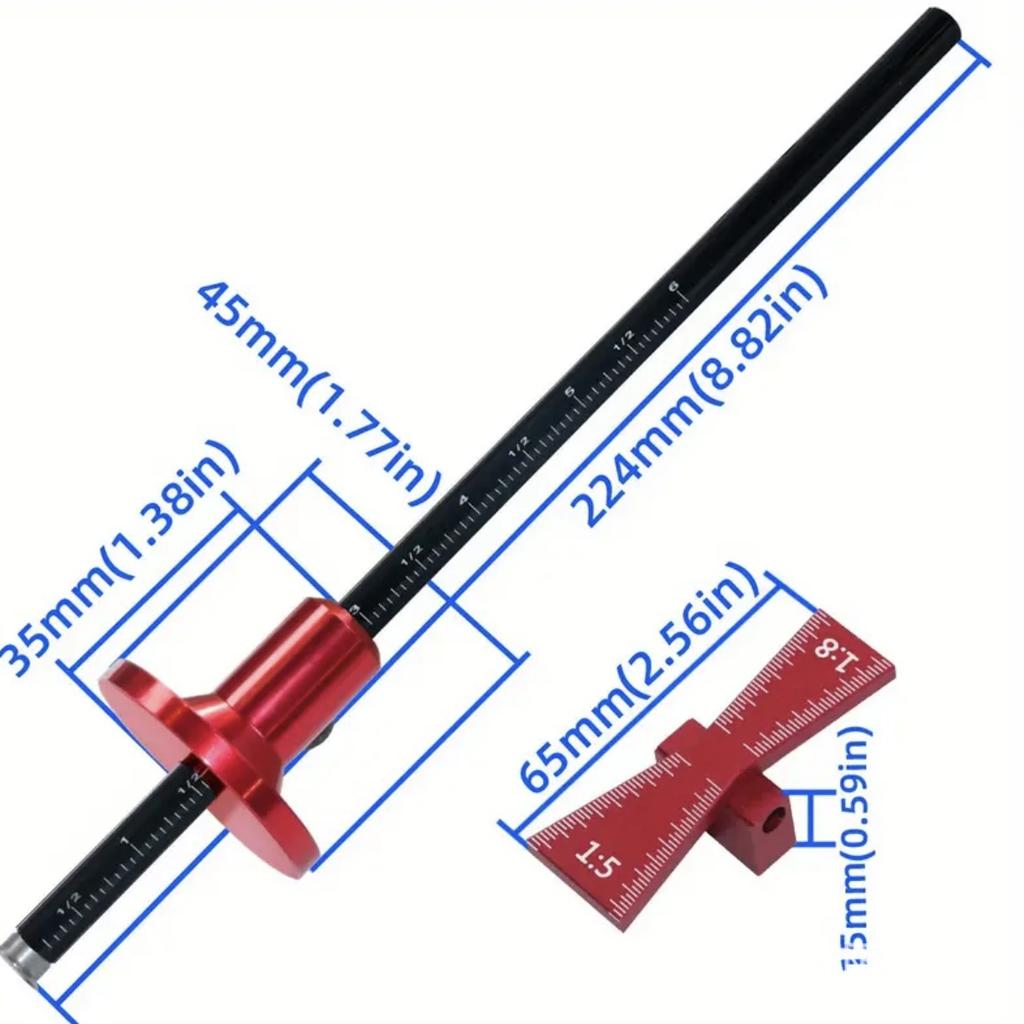 Woodworking European Scriber, Blade Type Woodworking Scriber, Tenon Scriber, Measuring Tool Multi-functional Positioning Ruler