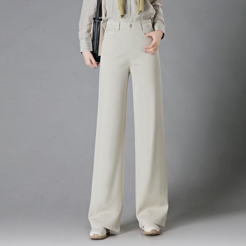 

Women s High-Waisted Soft Denim Wide-Leg Pants - Spring/Autumn 2026 Edition 28 брудно-білий