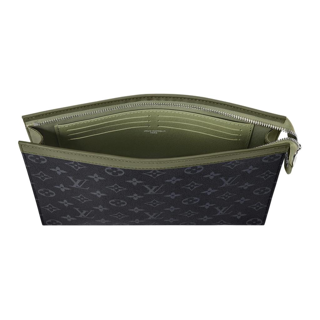 Louis Vuitton Pochette Voyage Multi Card Slot Washable Fabric Lining 2000s Japanese Street Style Monogram Eclipse Coated Canvas Clutch M28841