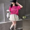 Girls' Short-Sleeved Set Summer 2026 New Item, Sweet and Fluffy Skirt for Big Children, Korean Style Outfit, Trendy and Fashionable Children's Trend