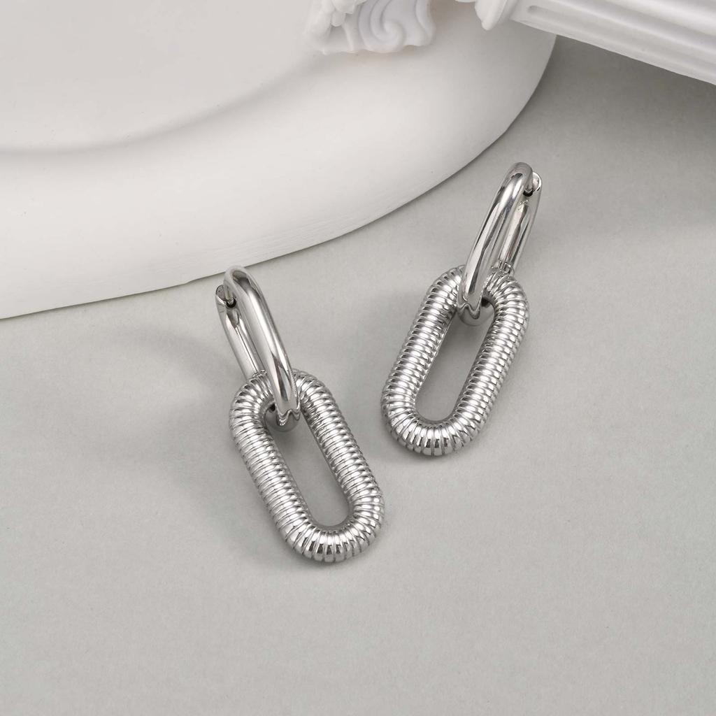 High Polish Chunky Oval Earrings for Women,Waterproof Stainless Steel Hoop Earrings,Trendy Geometric Jewelry Gifts