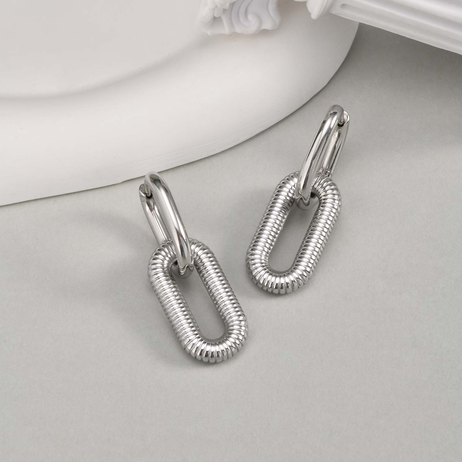 

High Polish Chunky Oval Earrings for Women,Waterproof Stainless Steel Hoop Earrings,Trendy Geometric Jewelry Gifts