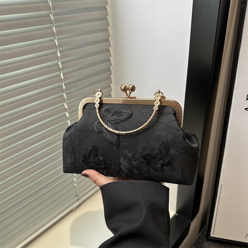 

Премиальная легкая роскошная сумка-ракушка летняя новая сумка-цепочка милая бабочка однотонная на плечо сумка-мессенджер чёрный