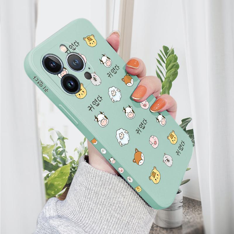 

Для iPhone 16 15 14 13 12 Pro Max 13 12 Mini 14 15 16 Plus SE Милые животные Коровы Овцы Аватар Принт Боковой Дизайн Мягкий Полный Линзы Защитный Чехол iPhone 11 небесно-голубой