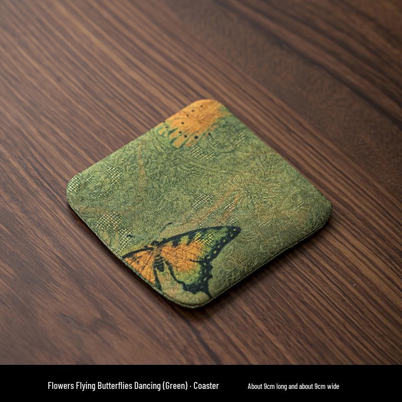 Chinese Style Double-sided Waterproof Silk Coaster - Heat Insulation Pad for Tea Ceremony & Home