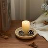 Tavă rotundă din marmură naturală de 5,5\" pentru expunerea bijuteriilor și cosmeticelor, Suport pentru lumânări din piatră vintage, Suport pentru chei pentru decor de nuntă, casă, birou