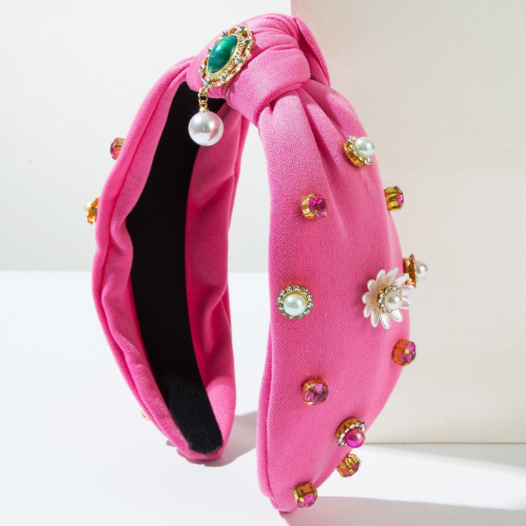 Colorful Top Knot Hairband Crystal Embellished Headband Festive Party Hair Styling Accessories For Women Girls Fashion