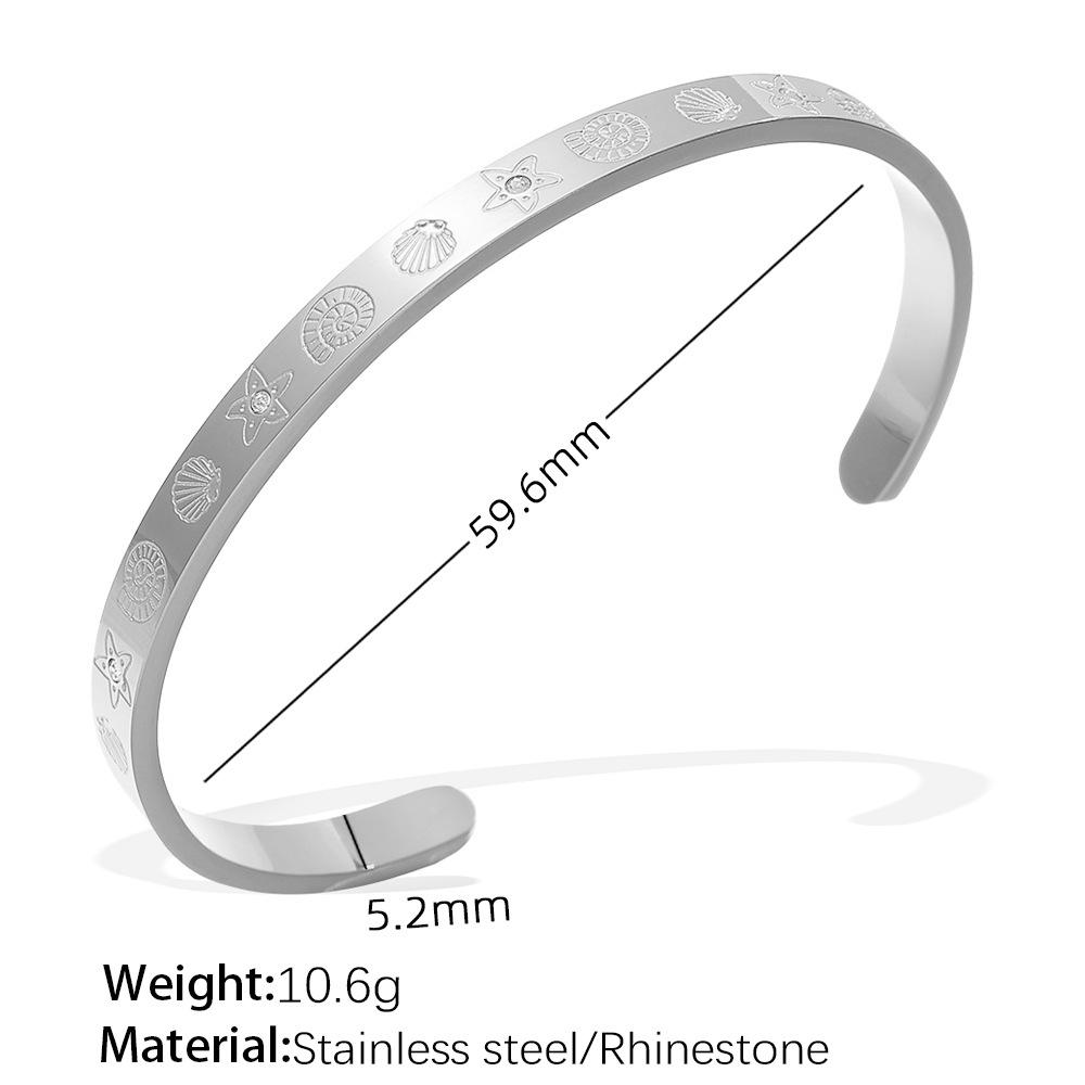 Exaggerated Personality Versatile Titanium Steel Inlaid Zircon Marine Series Stainless Steel Advanced Sense Opening Bracelet