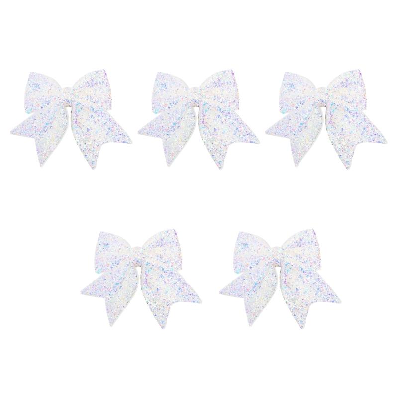 

Pack of 5 Festival Colored Glittering Christmas Bows Ornament Bowknot Wreath Tree Toppers Holiday Party Hanging Decors