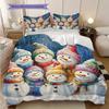 Snowmen Pattern Bedding Quilt Set Quilt Cover Pillowcase Home Decoration Birthday Gift (1 * duvet cover + 2 * pillowcase, without core)
