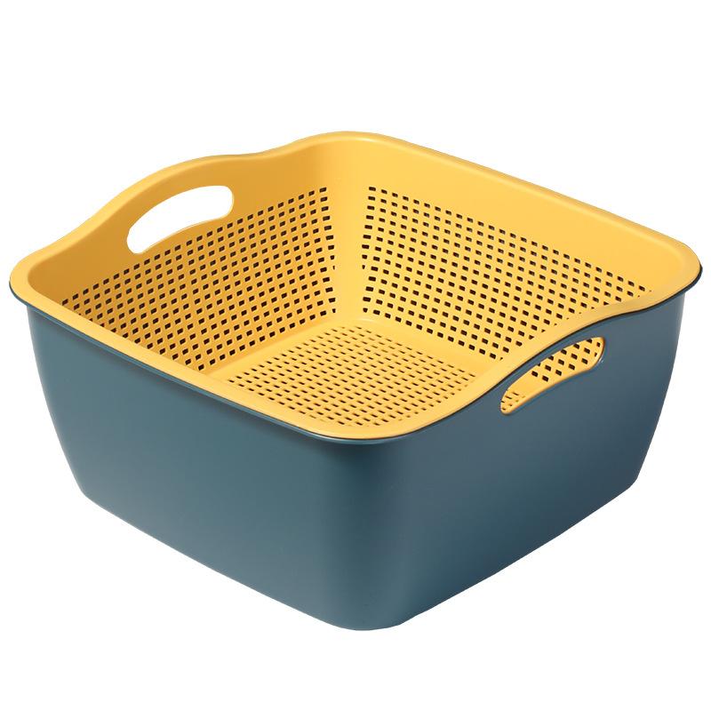 Double-layer Thickened Vegetable Wash Basin Drain Basket Plastic Large Bowl Rack Household Leaking Two-piece Set Dormitory Storage Washing Fruit