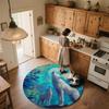 Two White Wolves,Round Area Rug,Carpet Rug for Living Room Bedroom Sofa Playroom Decor,Non-slip Floor Mat