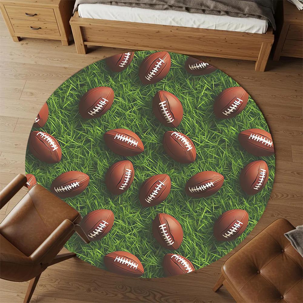 1pc football field Round Chair mat Area Rug - Non-Slip, Floor Mat for Office, Bedroom, and Indoor Decor c1118021