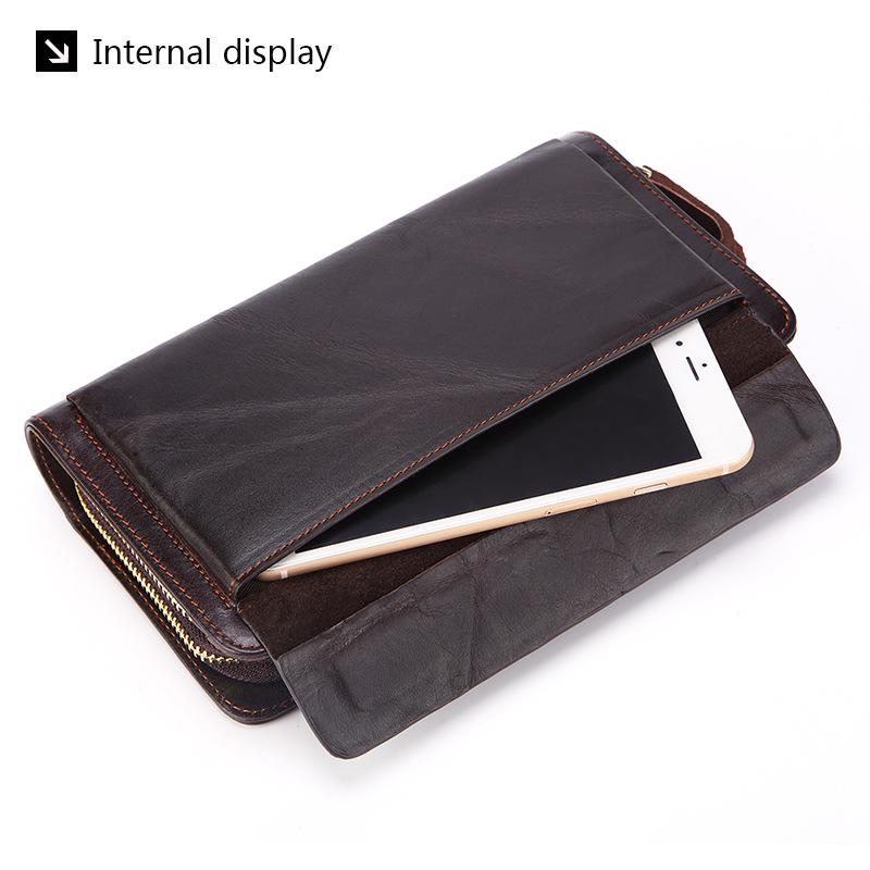 Retro Leather Large Men Clutch Wallets Men Purse 100% Genuine Leather Long Leather Male Wallet billetera hombre purses bolso sac