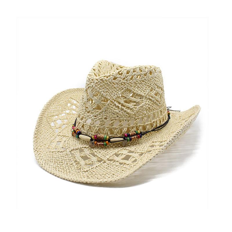 Vintage Cotton Straw Hat For Summer Sun Protection With Wide Brim For Beach And Casual Wear