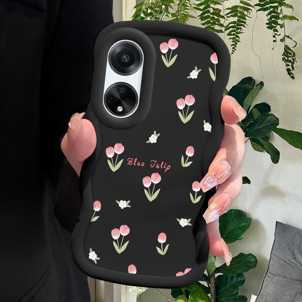 Målat mönster Big Wave Edge Mjukt silikonmaterial Macaron Telefonfodral Stötsäkert Skyddande Gummihölje för OPPO Reno Realme