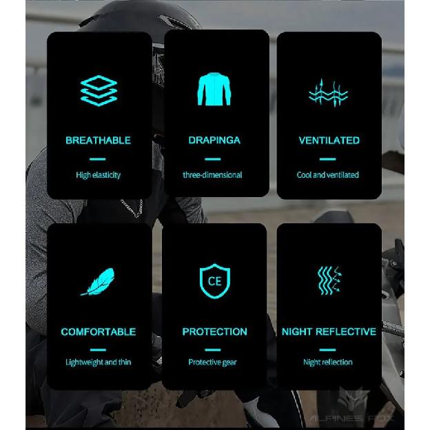 Men's Motorcycle Jacket Summer Breathable Motocross Body Armor Elastic Rider Racing Jacket Clothing CE Certified Protector Gear