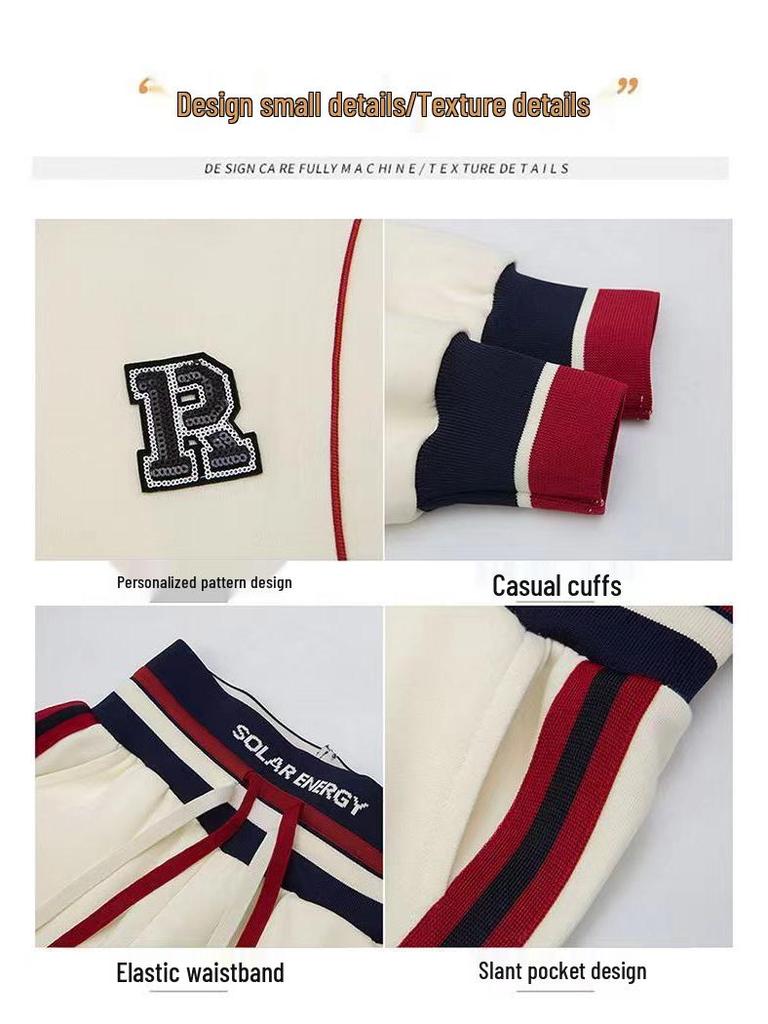 Korean-Style Girls' Spring Set: 2025 Trendy Hooded Sweatshirt & Sporty Two-Piece