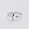 Simple Trendy Silver Color Mermaid Tail Cuff Ring With Cubic Zirco Sea Whale Fish Tail Bague Rings Minimalist Romantic Gifts