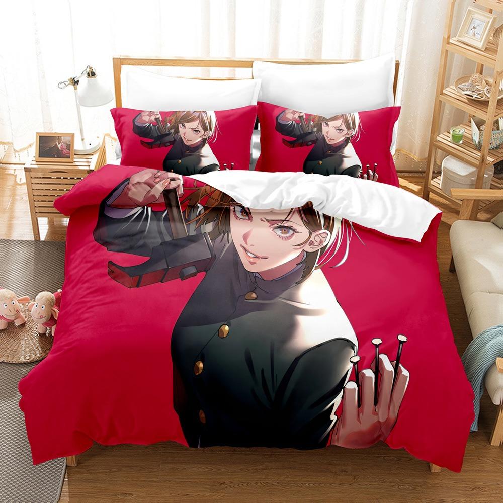 Japanese Famous 3D Anime Jujutsu Kaisen Satoru Gojo Christmas Gift King Twin Double Child Bedding Set Microfiber Duvet Cover Set