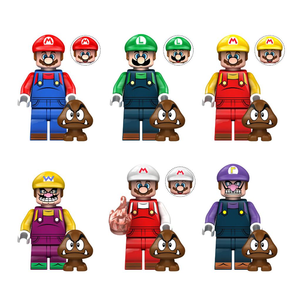 (Style G 14pcs) 14Super Mario Luigi Peach Princess Mushroom Mini Figures Building Blocks Characters Kids Best Gift