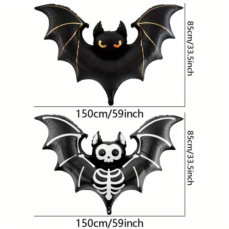 59-Inch Extra Large Bat Halloween Balloon - Realistic Black & Gray Aluminum Foil Balloon, Halloween Decorations, No Air Pump