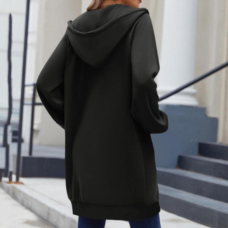 Fashionable Women Hoodie Jacket Loose Fit Long Sleeve Casual Zipper