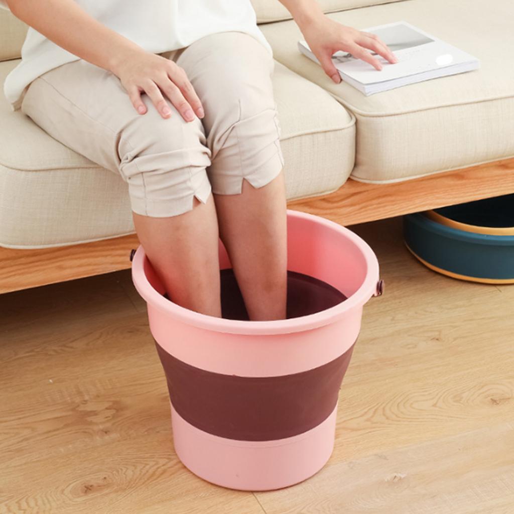 Collapsible Plastic Bucket with Handle Portable Cleaning Bucket Foldable Water Tub for Outdoor Activities