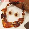 Artistic Resin Jewelry Set With Irregular Shapes And Floral Patterns For Summer