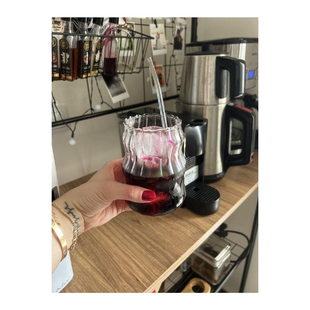 Heat Resistant Borosilicate Layered Long Twist Shaped Glass | Coffee And Presentation Cup - 1 Piece