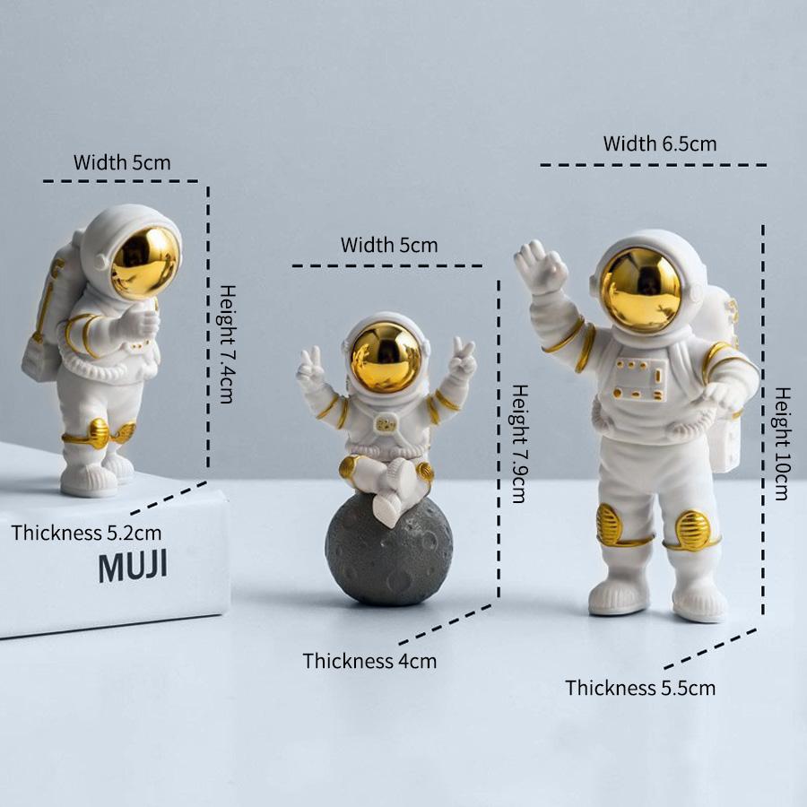 Postava astronauta Socha Socha Měsíce Socha vesmírného muže Vzdělávací hračka Desktop Domácí dekorace Astronaut Ornament Model dárek