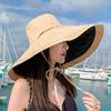 Women’S 18Cm Extra Large Brim Reversible Bucket Hat Korean Style Uv Protection Sun Hat For Summer Face Covering Outdoor Daily