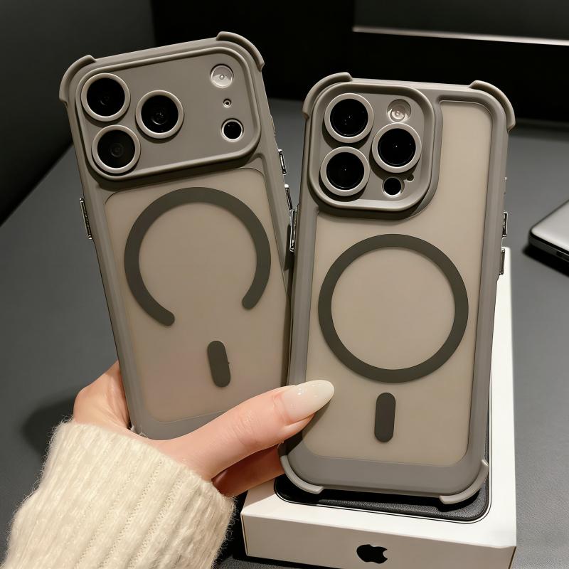 Luxury Shockproof Armor For Magsafe Case For iPhone 17 Air 16 15 14 Pro Max Wireless Charge Magnetic Matte Clear Hard Cover