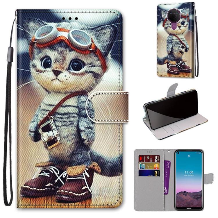 For Nokia 5.4 Coloured Drawing Cross Texture Horizontal Flip PU Leather Case with Holder & Card Slots & Wallet & Lanyard