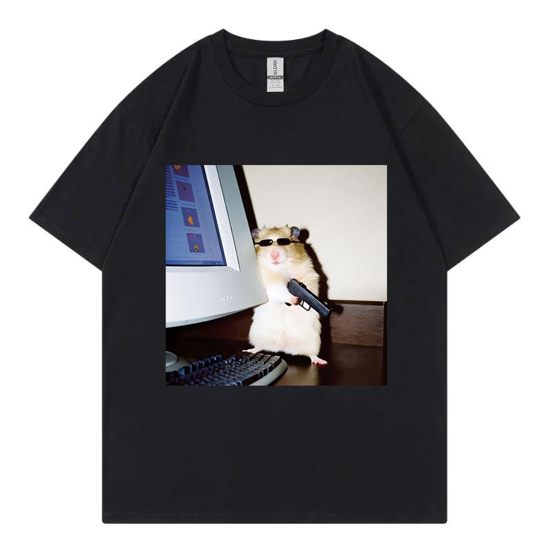 Funny Cyber Hamster Meme Graphic T Shirts Unisex Unisex Casual Fashion Oversized TShirt Summer Cotton Loose Short Sleeve TShirts