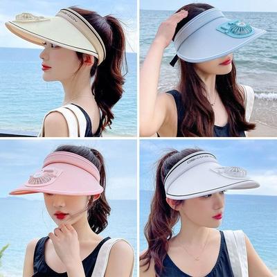 With Fan Fan Sun Hat Wide Brim Visors Outdoor Panama Cap  Camping Hiking
