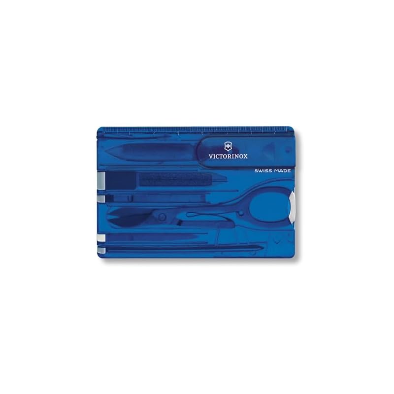 VICTORINOX Swiss Army Knife with Swiss Card, Classic Translucent Blue, Multi-Function Stationery, Scissors, Ballpoint Pen, Swiss-Made 10-Function