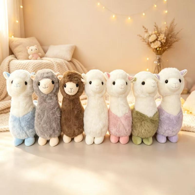 1Pcs Cute Alpaca Plush Toy Soft Fluffy Stuffed Sheep Doll Lovely Cartoon Ornament for Baby Soothing Companion Gift