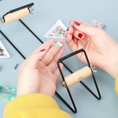 Web- und Perlenwebrahmen, einfach zu bedienendes DIY-Werkzeug mit Gummiband-Anhänger, Tschechische Glasperlen, Nadel zur Herstellung von Armbändern, Halsketten, Schmuck
