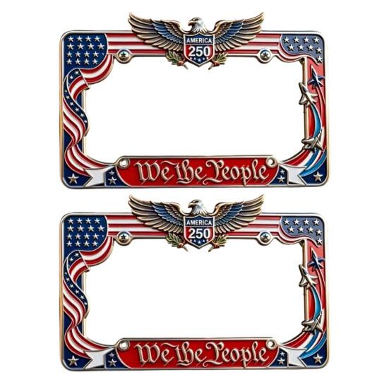 250th Anniversary License Plate Frame Commemorative 1776-2026 Metal Frame Universal Fit Durable Patriotic Car Accessory