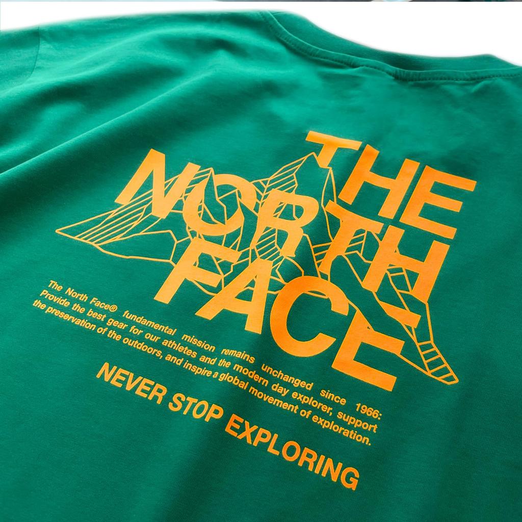 The North Face Short Sleeve Mountain Sketch Oversized Tee with Back Size L Men's Print, Green, [Used]