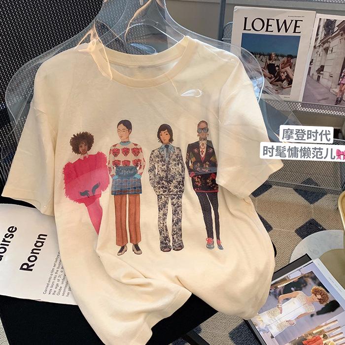 

200 г чистый хлопок 2025 новый нишевый дизайн универсальная внутренняя хорошая вещь пеньковая фасолевая кофта футболка топ женский S абрикосовый