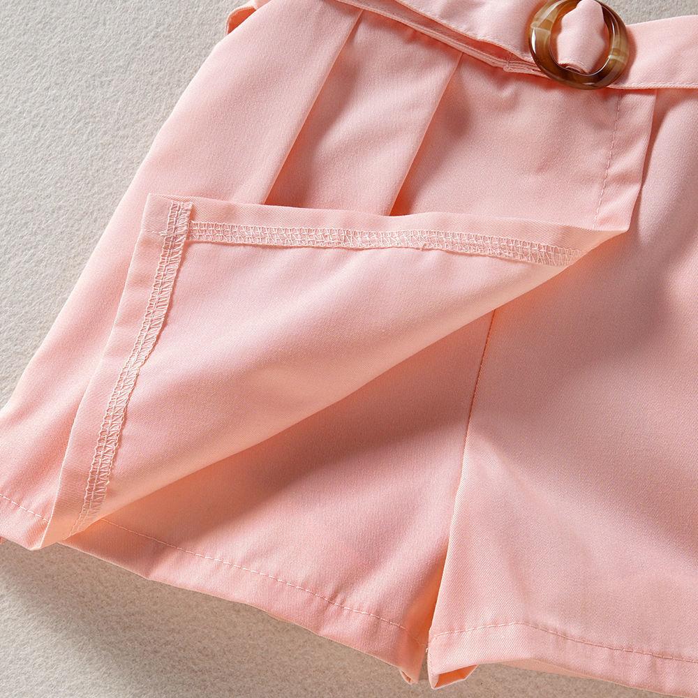 Girls' Suit Summer Fashion Short-sleeved T-shirt Cute Shorts Two-piece Set Plain Casual Loose Thin Suit