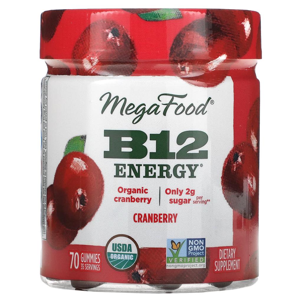 Buy MegaFood, B12 Energy, Cranberry, 70 Gummies at affordable prices