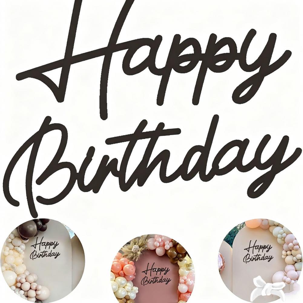 Znak Happy Birthday Dozowanie Kleju Znak Urodzinowy Happy Birthday Drewniany Znak Zestaw Litery Wielokrotnego Użytku na Łuk Balonowy dla Dzieci